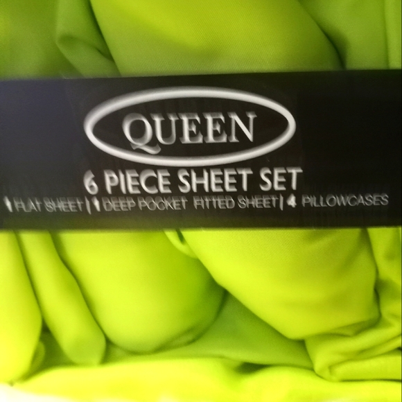 Bamboo Essence Queen Lime Green 6 Piece Sheet Set - Picture 5 of 10
